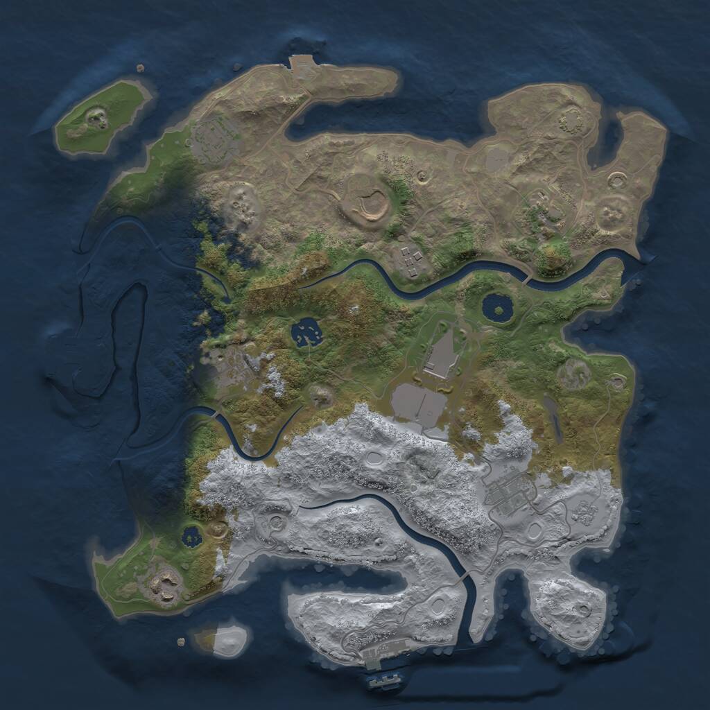 Rust Map: Procedural Map, Size: 3500, Seed: 772539, 15 Monuments