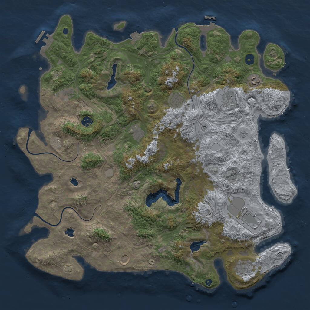 Rust Map: Procedural Map, Size: 4500, Seed: 596789, 16 Monuments