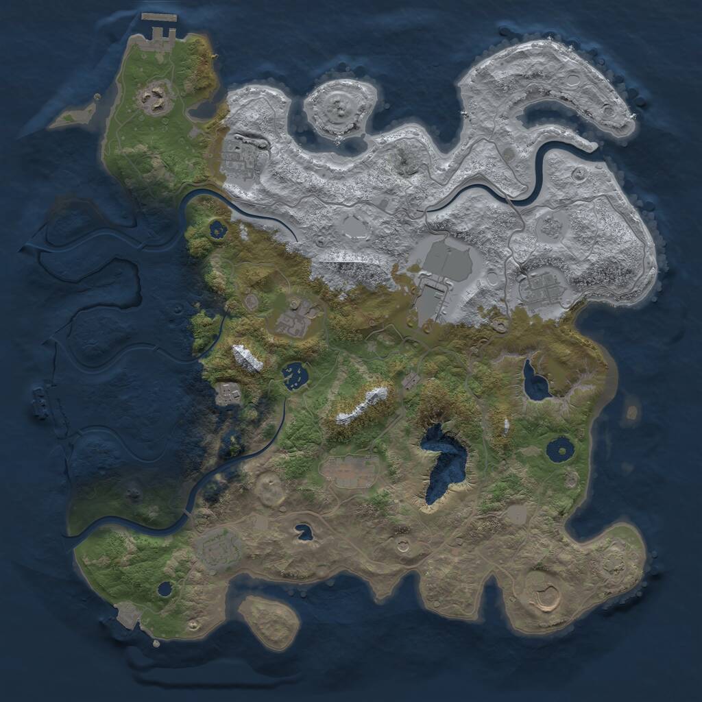 Rust Map: Procedural Map, Size: 4000, Seed: 2128255176, 16 Monuments