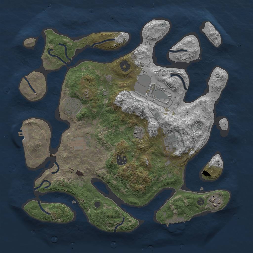 Rust Map: Procedural Map, Size: 3500, Seed: 415409428, 12 Monuments