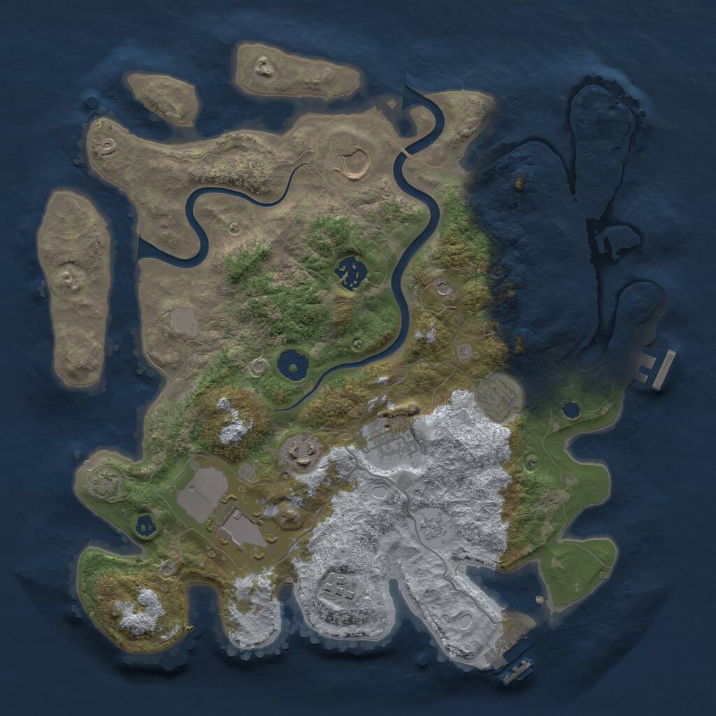 Rust Map: Procedural Map, Size: 3500, Seed: 688241, 13 Monuments