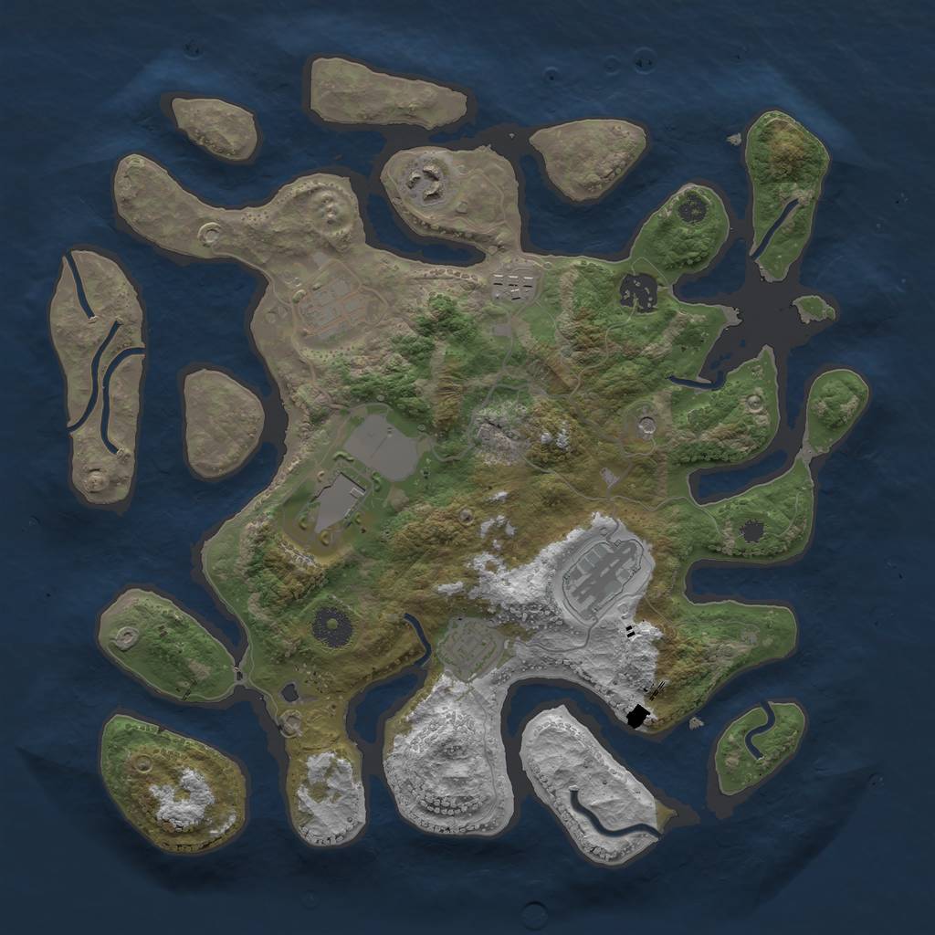 Rust Map: Procedural Map, Size: 3500, Seed: 688241, 10 Monuments