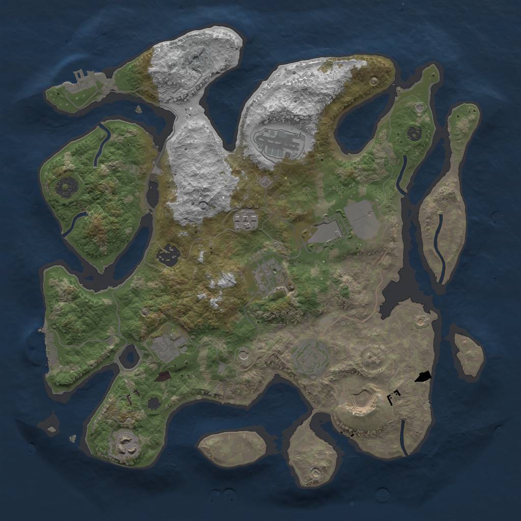 Rust Map: Procedural Map, Size: 3550, Seed: 1703342982, 14 Monuments