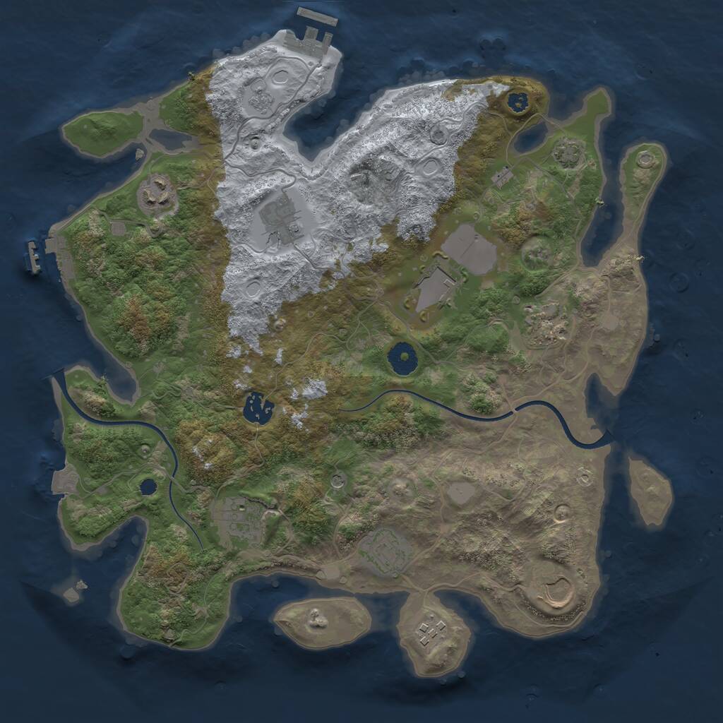 Rust Map: Procedural Map, Size: 3550, Seed: 1703342982, 15 Monuments