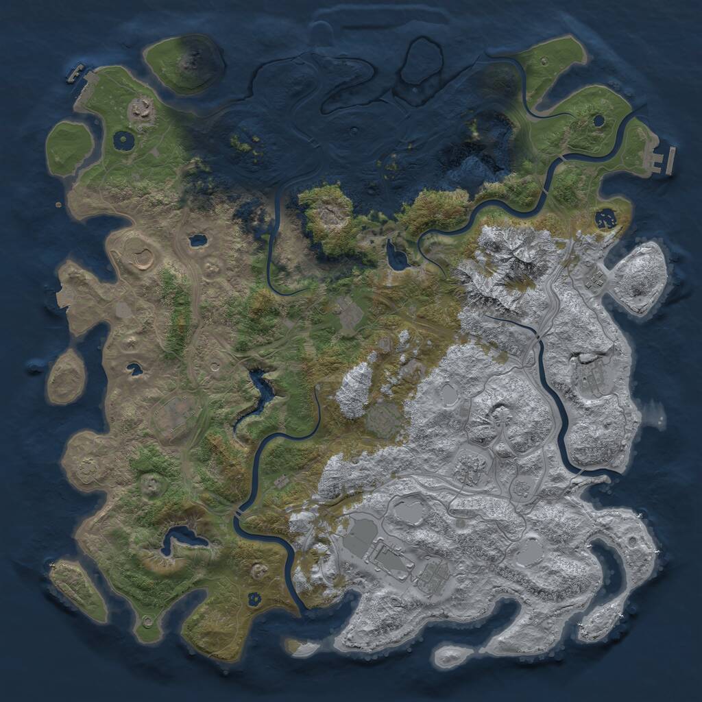 Rust Map: Procedural Map, Size: 5000, Seed: 42961872, 17 Monuments
