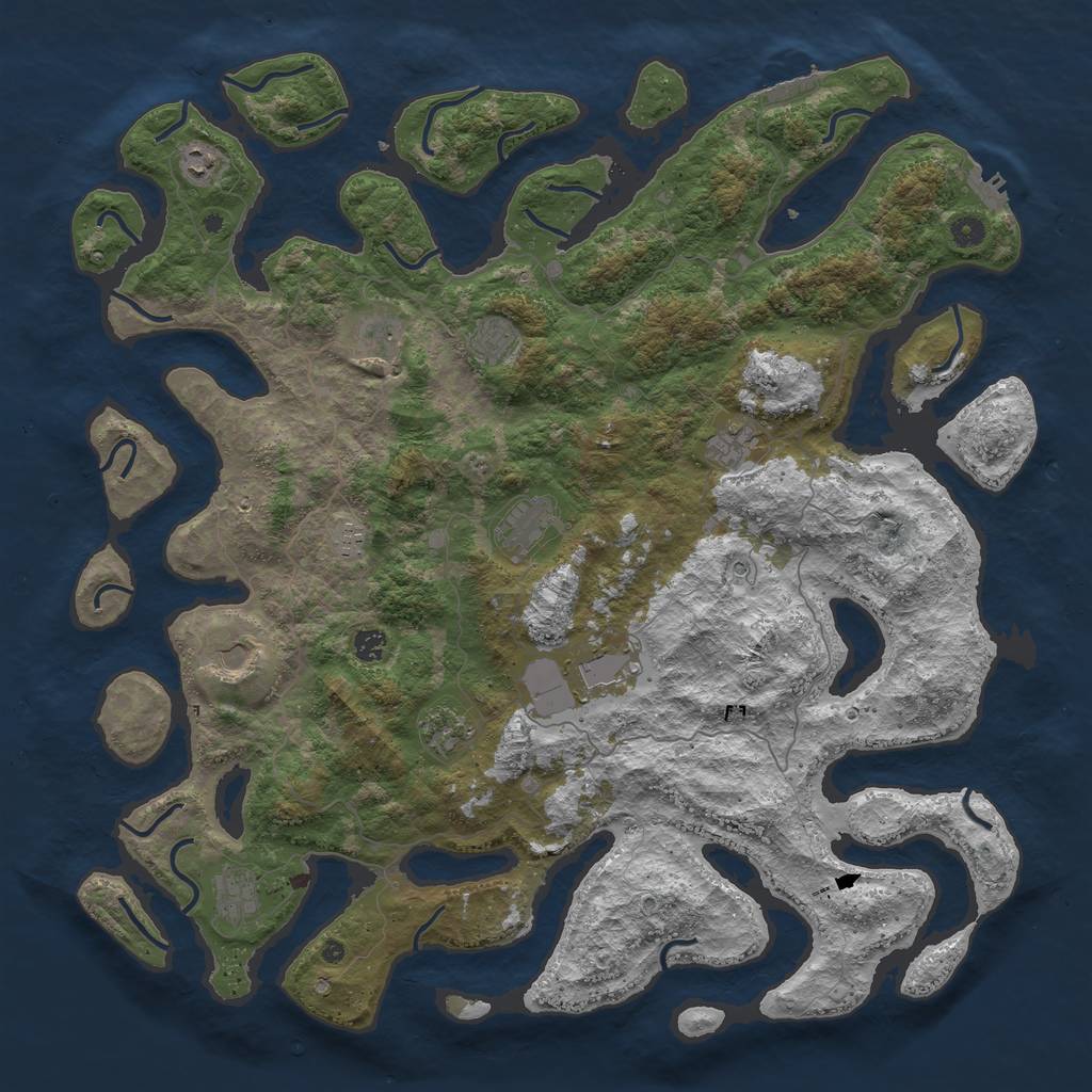 Rust Map: Procedural Map, Size: 5000, Seed: 42961872, 16 Monuments