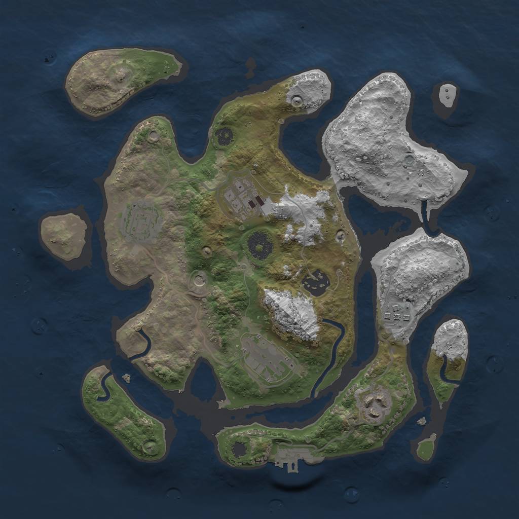 Rust Map: Procedural Map, Size: 3000, Seed: 324785, 10 Monuments