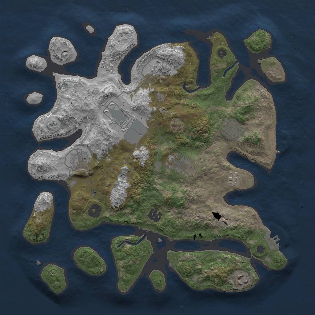 Rust Map: Procedural Map, Size: 3528, Seed: 25800, 13 Monuments