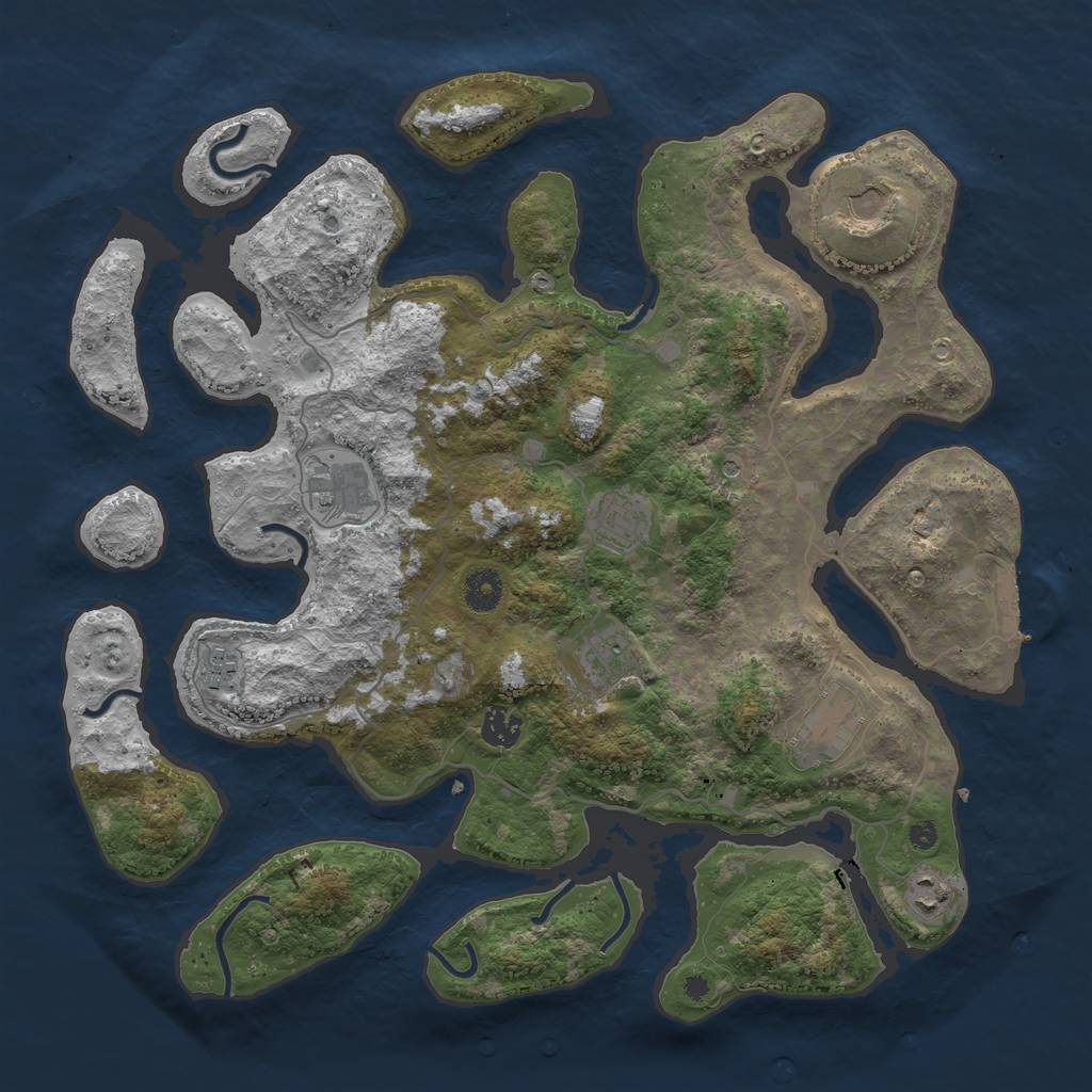 Rust Map: Procedural Map, Size: 4000, Seed: 34342, 12 Monuments