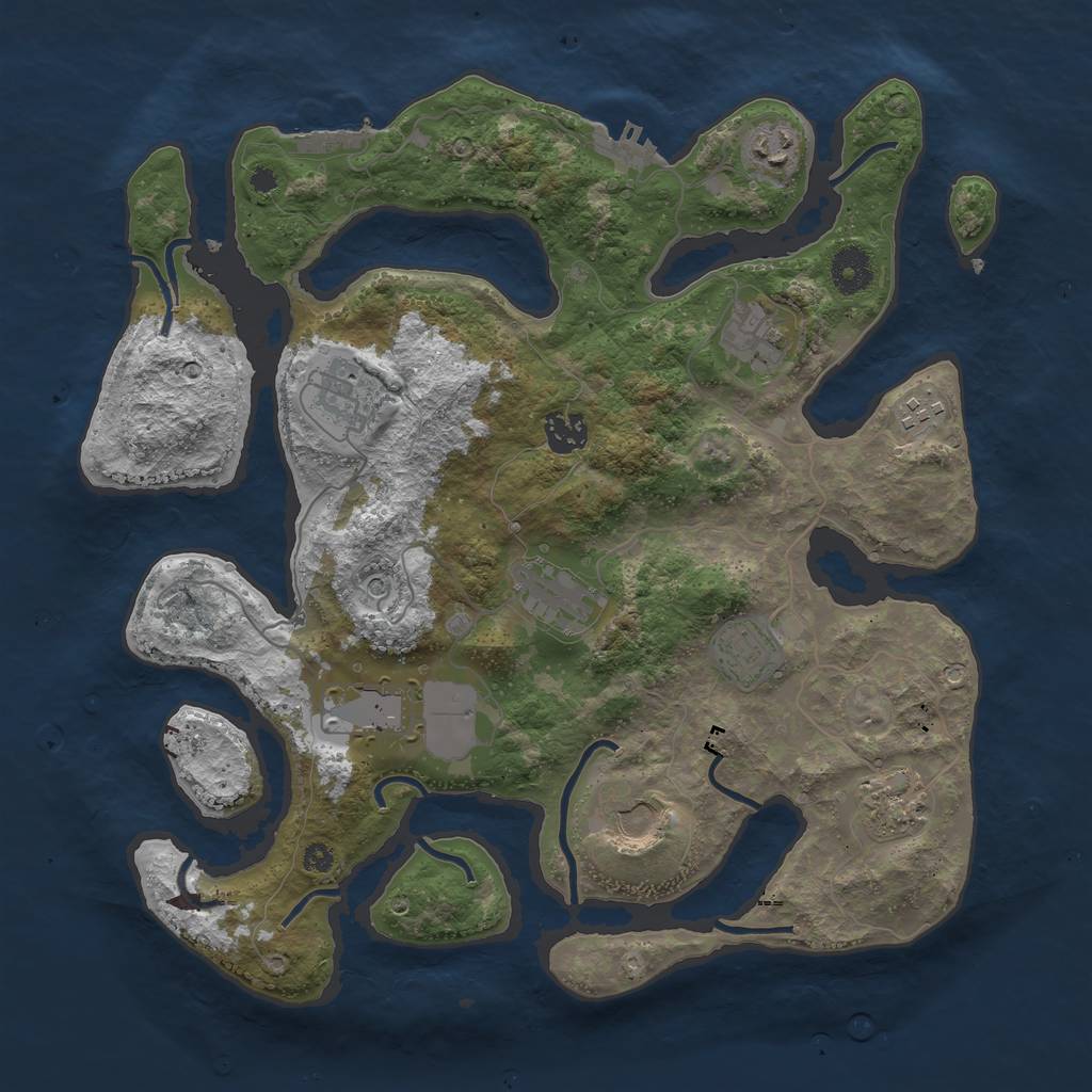 Rust Map: Procedural Map, Size: 3700, Seed: 198764951, 15 Monuments