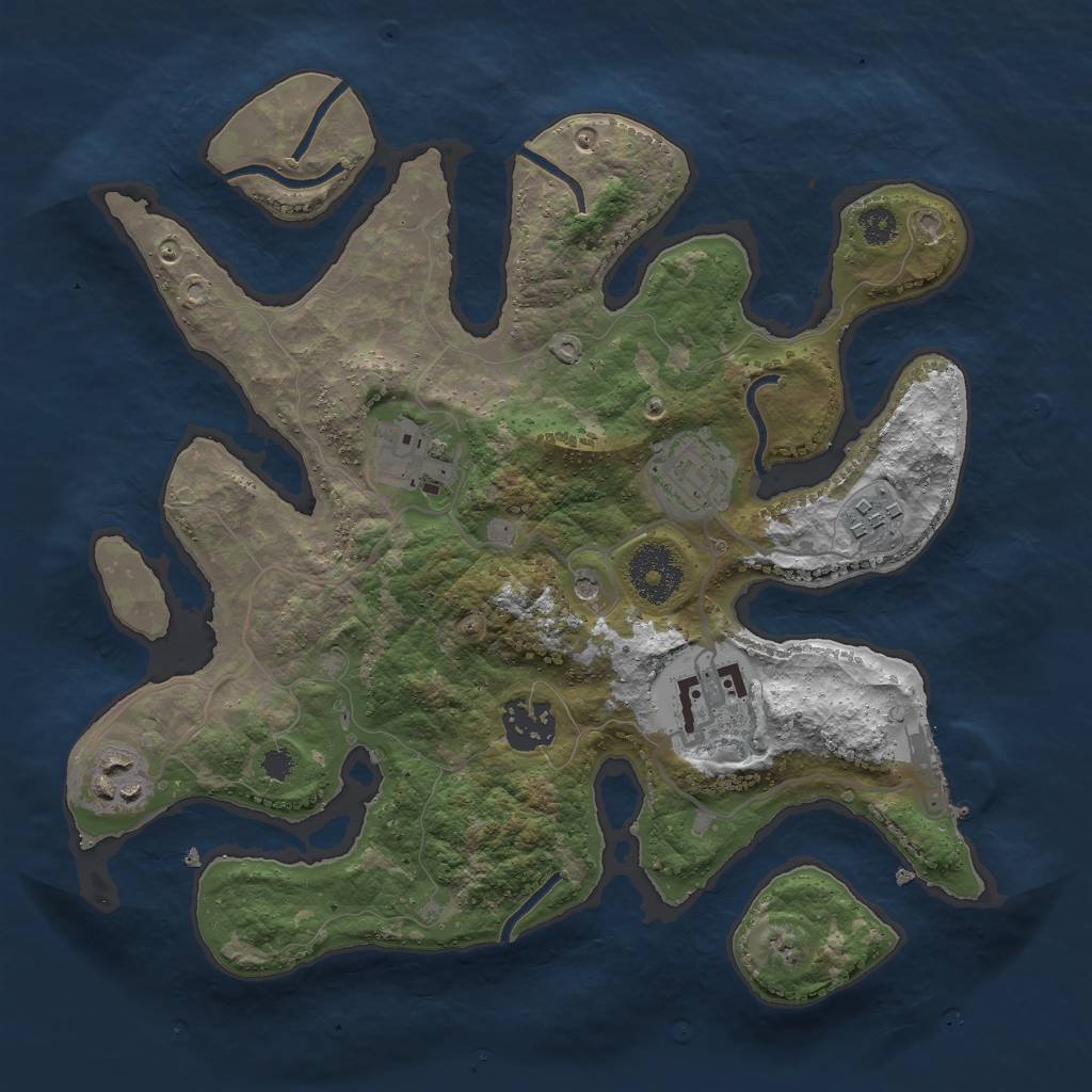 Rust Map: Procedural Map, Size: 3000, Seed: 57570827, 10 Monuments