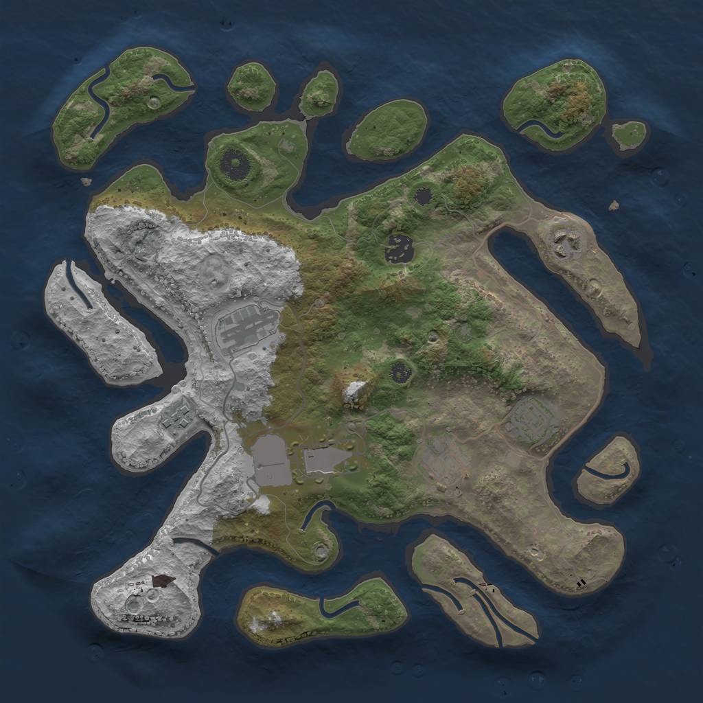 Rust Map: Procedural Map, Size: 3500, Seed: 467337, 9 Monuments