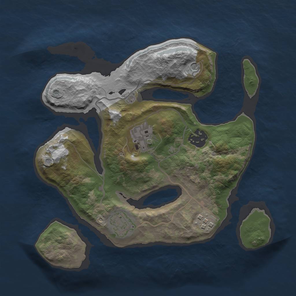 Rust Map: Barren, Size: 2500, Seed: 7777, 7 Monuments