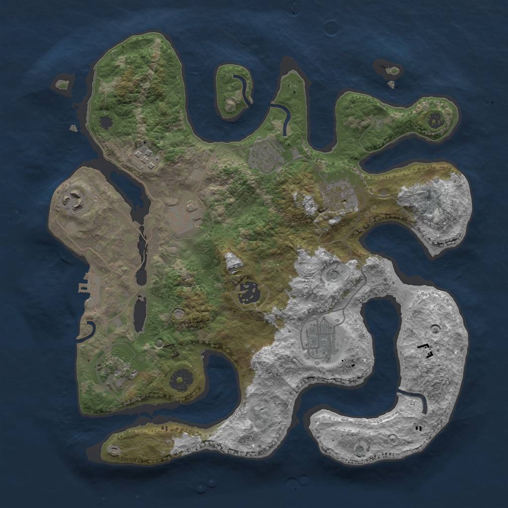 Rust Map: Procedural Map, Size: 3300, Seed: 70097314, 12 Monuments