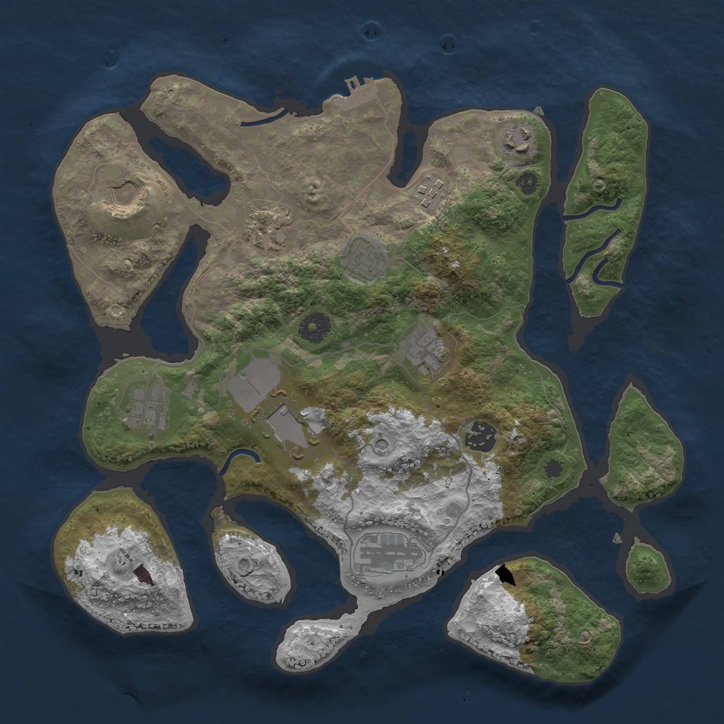 Rust Map: Procedural Map, Size: 3500, Seed: 2074624195, 14 Monuments