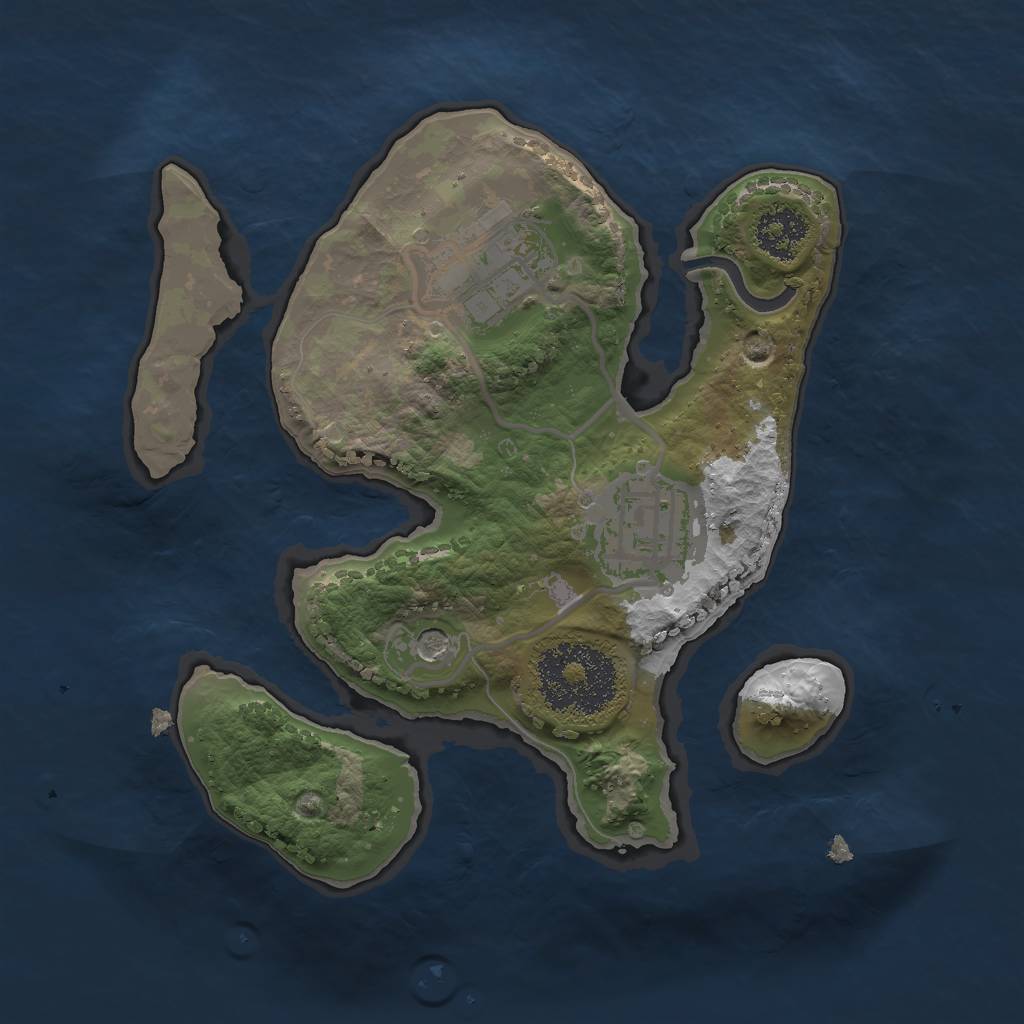 Rust Map: Procedural Map, Size: 2000, Seed: 907048076, 5 Monuments