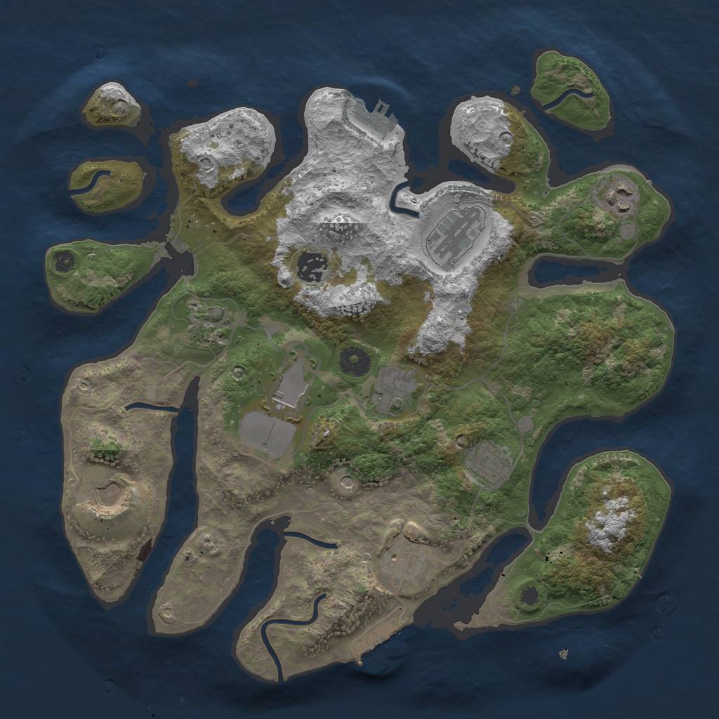 Rust Map: Procedural Map, Size: 3500, Seed: 1498937877, 14 Monuments