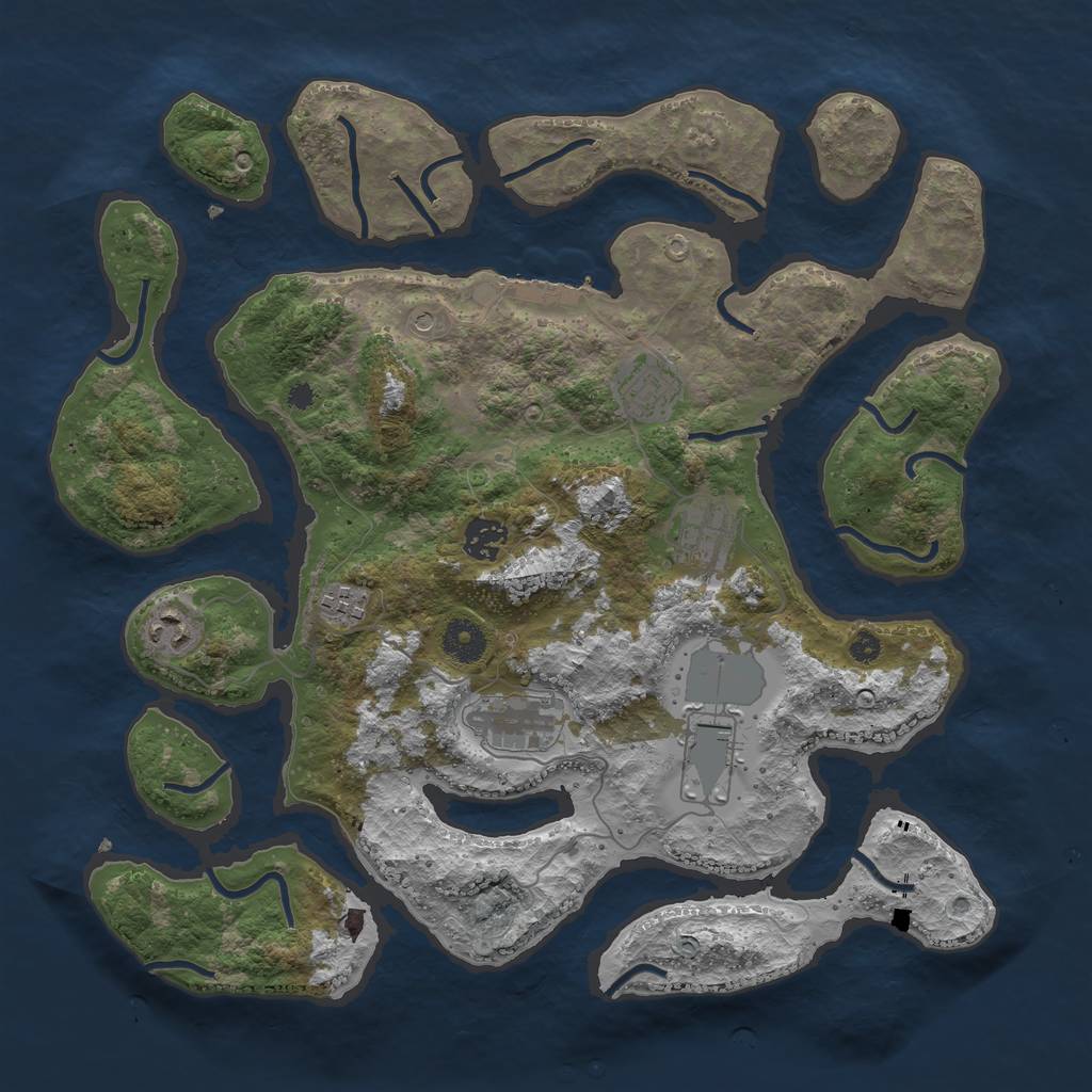 Rust Map: Procedural Map, Size: 3750, Seed: 853477, 11 Monuments