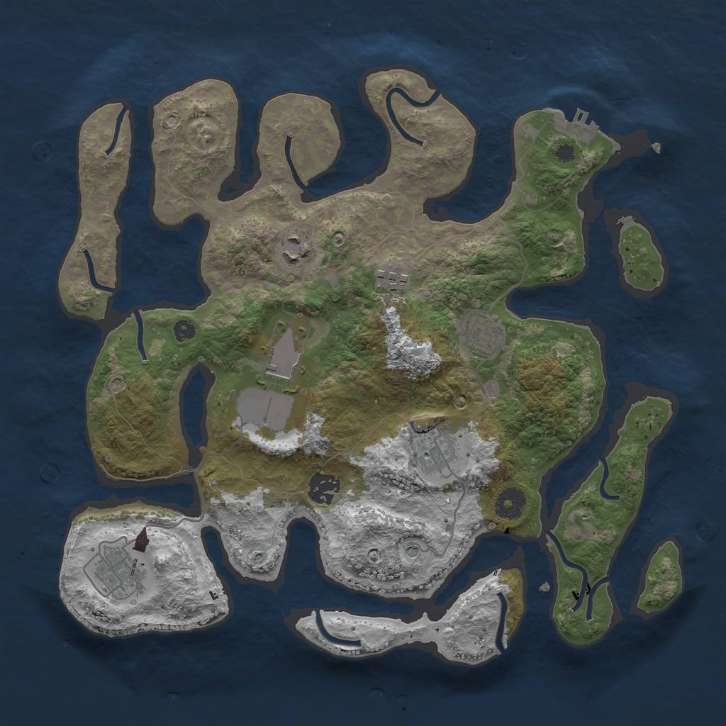 Rust Map: Procedural Map, Size: 3500, Seed: 1687678583, 11 Monuments