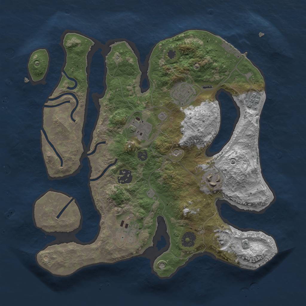 Rust Map: Procedural Map, Size: 3000, Seed: 1011276749, 10 Monuments