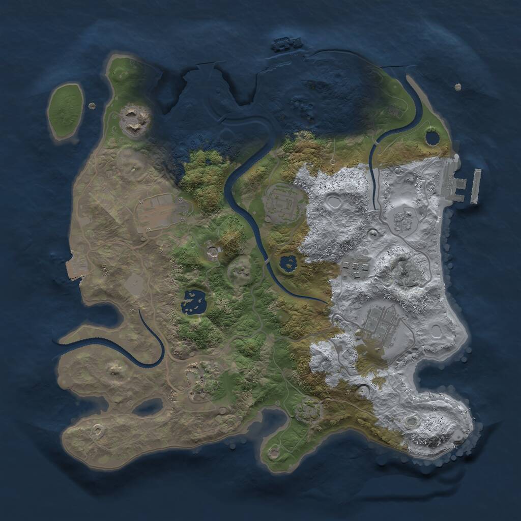 Rust Map: Procedural Map, Size: 3000, Seed: 1011276749, 13 Monuments