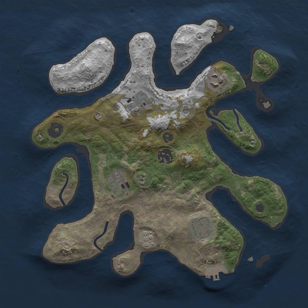 Rust Map: Procedural Map, Size: 3000, Seed: 250977112, 10 Monuments