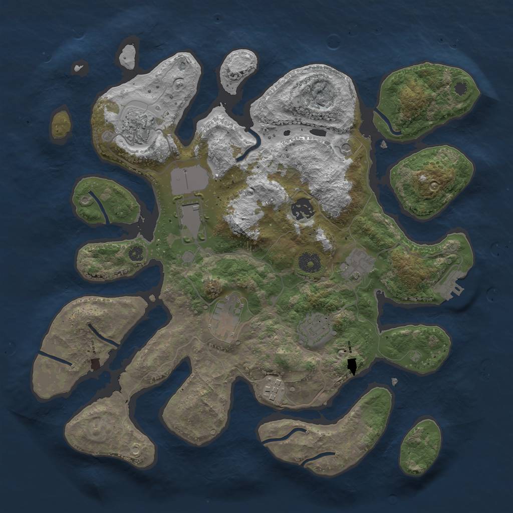 Rust Map: Procedural Map, Size: 3500, Seed: 1553720505, 11 Monuments