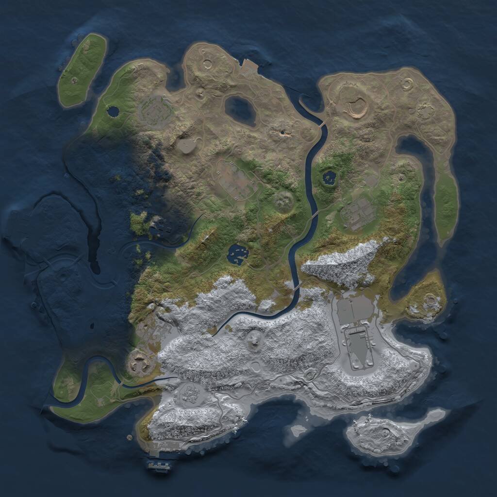 Rust Map: Procedural Map, Size: 3600, Seed: 830141841, 15 Monuments