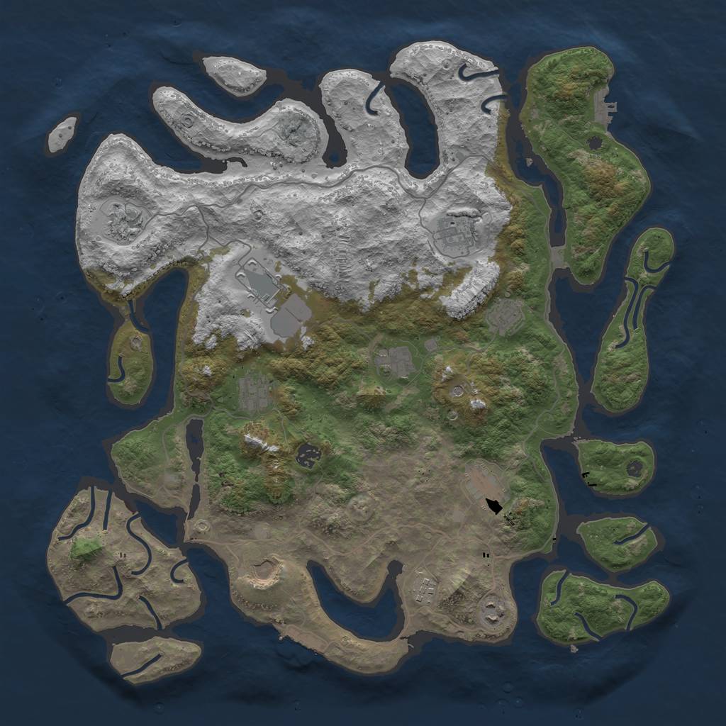 Rust Map: Procedural Map, Size: 4500, Seed: 1277919, 16 Monuments