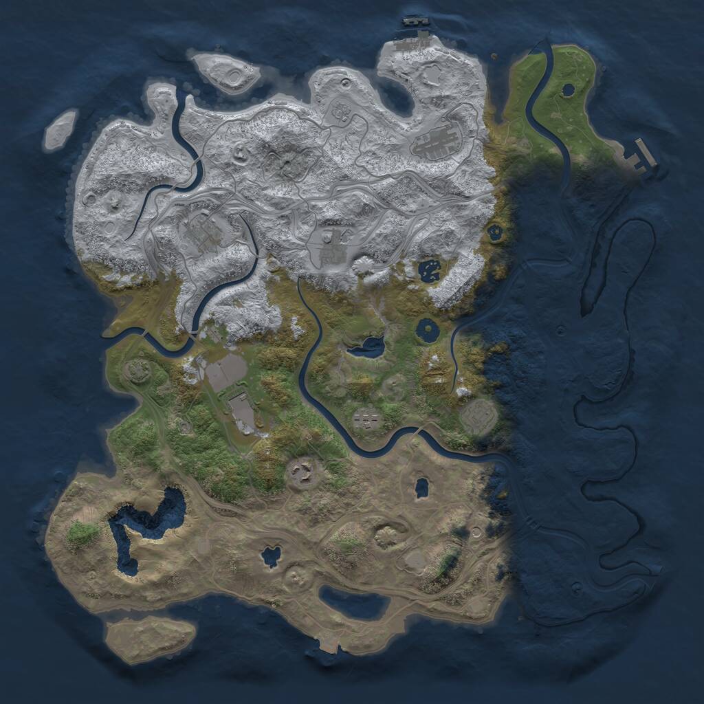 Rust Map: Procedural Map, Size: 4500, Seed: 1277919, 14 Monuments