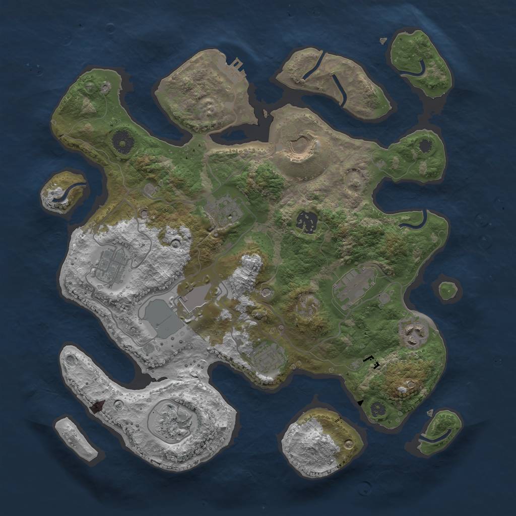 Rust Map: Procedural Map, Size: 3500, Seed: 2108459634, 13 Monuments