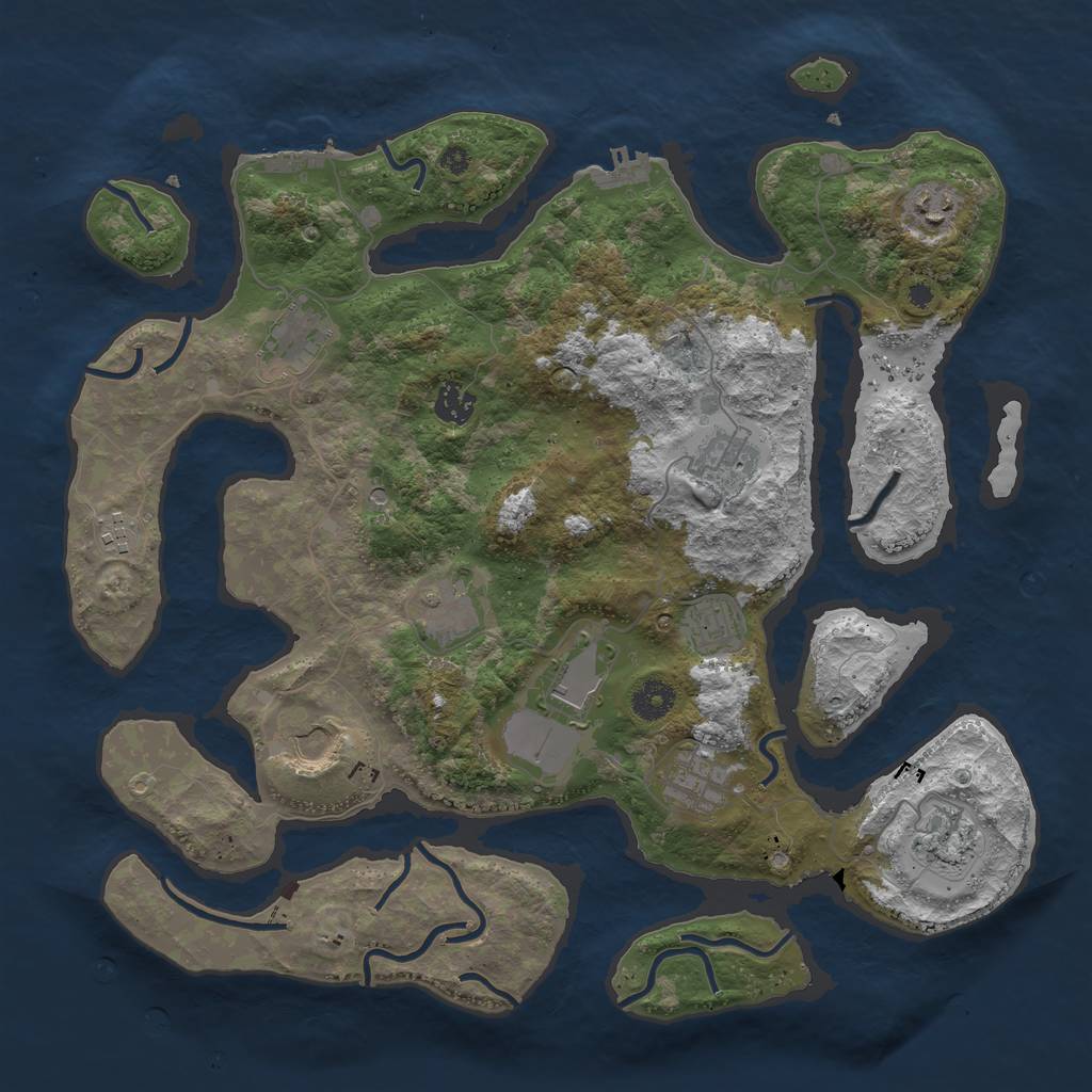 Rust Map: Procedural Map, Size: 3950, Seed: 1195606275, 16 Monuments