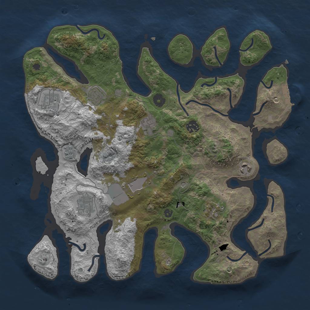 Rust Map: Procedural Map, Size: 3700, Seed: 48759259, 13 Monuments