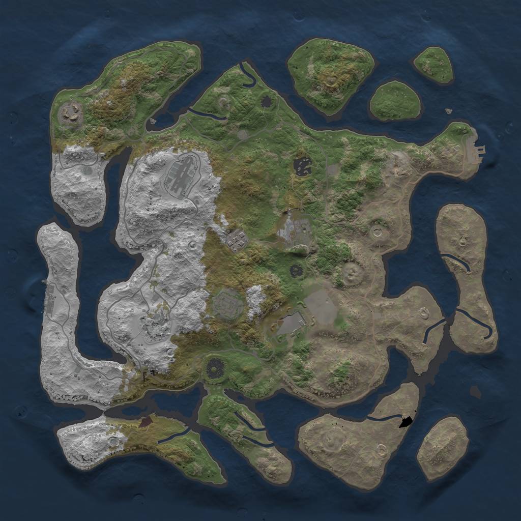 Rust Map: Procedural Map, Size: 4000, Seed: 402896, 13 Monuments