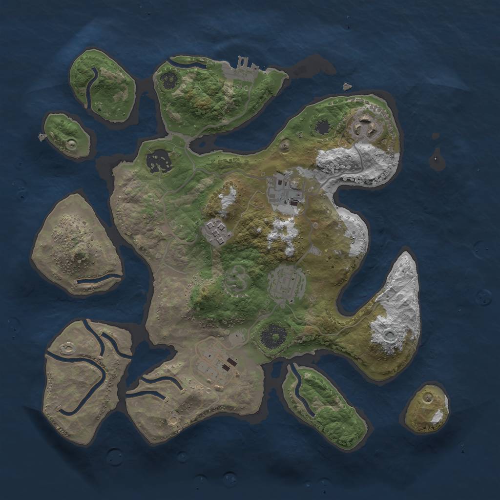 Rust Map: Procedural Map, Size: 3000, Seed: 748, 9 Monuments