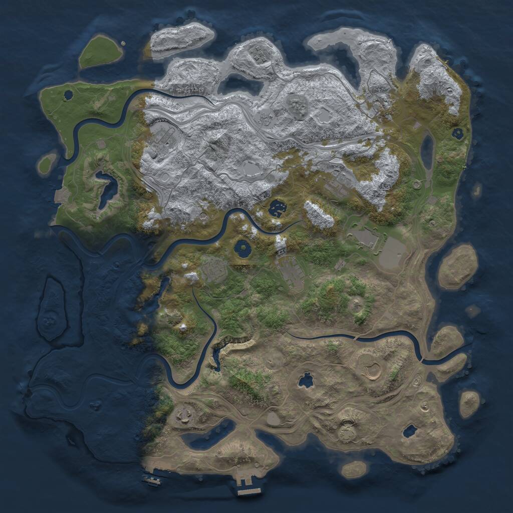 Rust Map: Procedural Map, Size: 4500, Seed: 563574, 16 Monuments