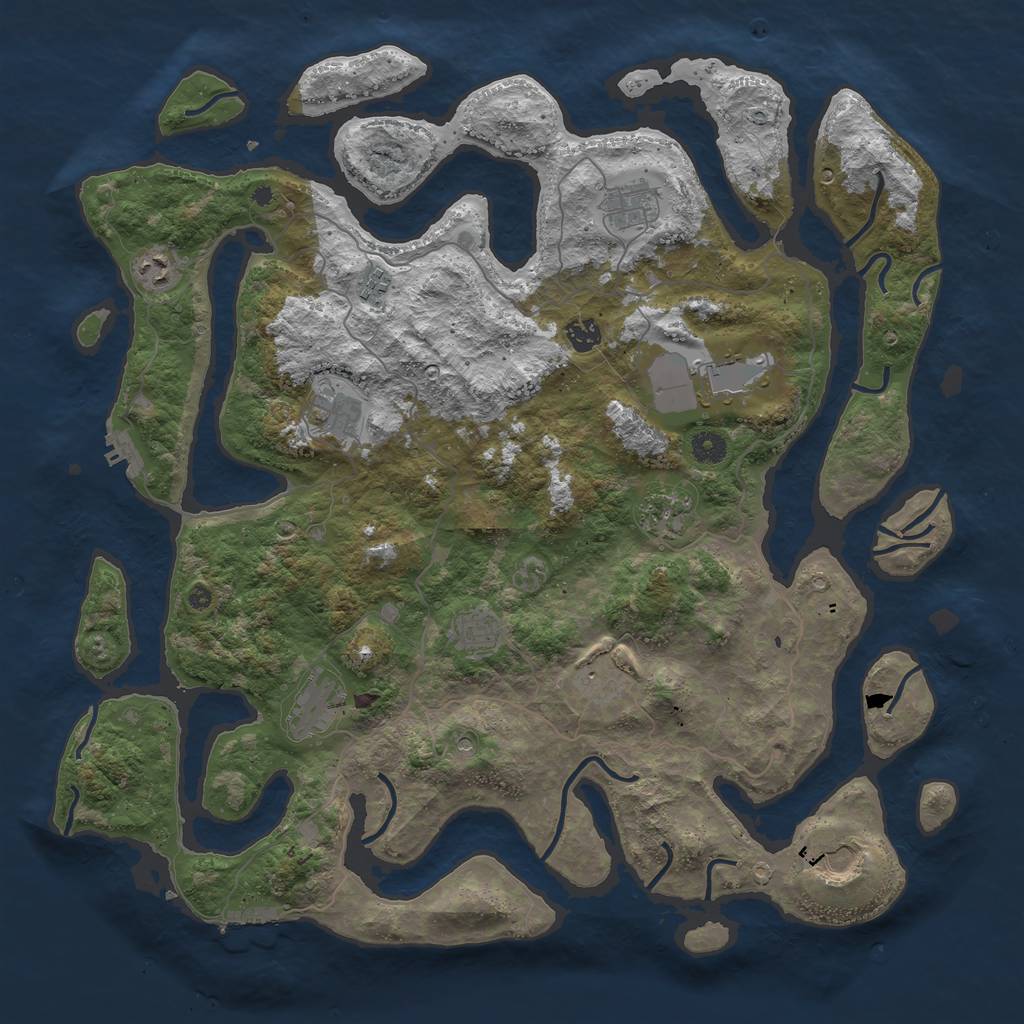 Rust Map: Procedural Map, Size: 4500, Seed: 563574, 16 Monuments