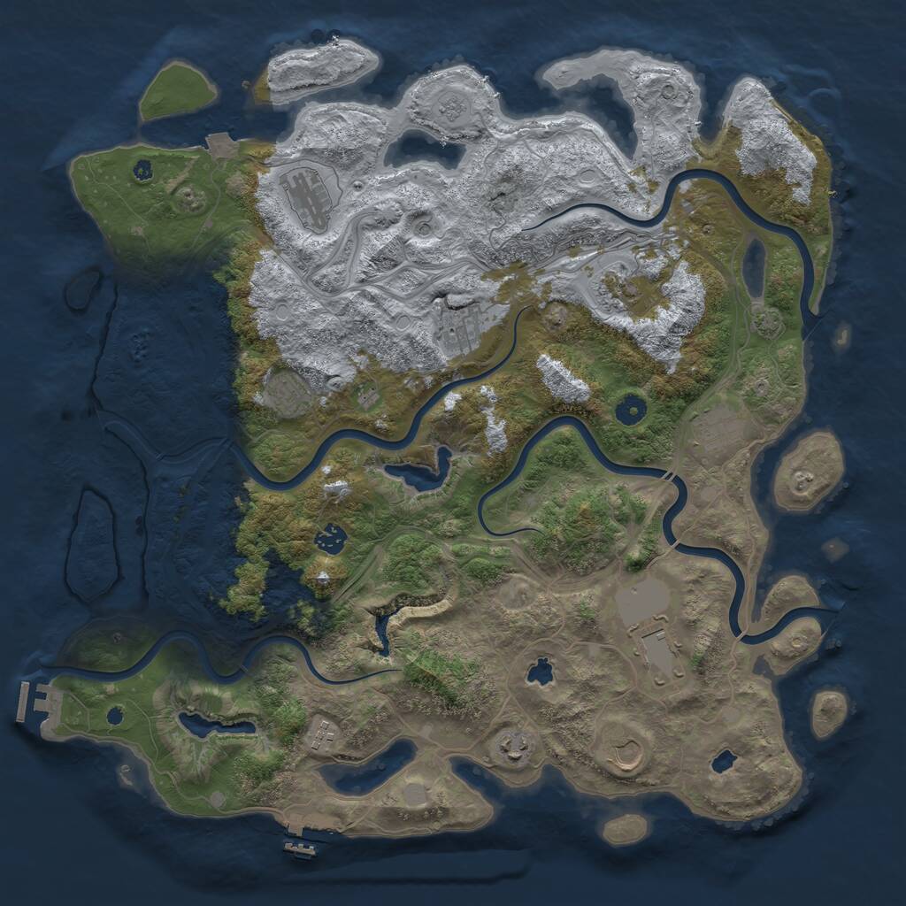 Rust Map: Procedural Map, Size: 4500, Seed: 563574, 16 Monuments