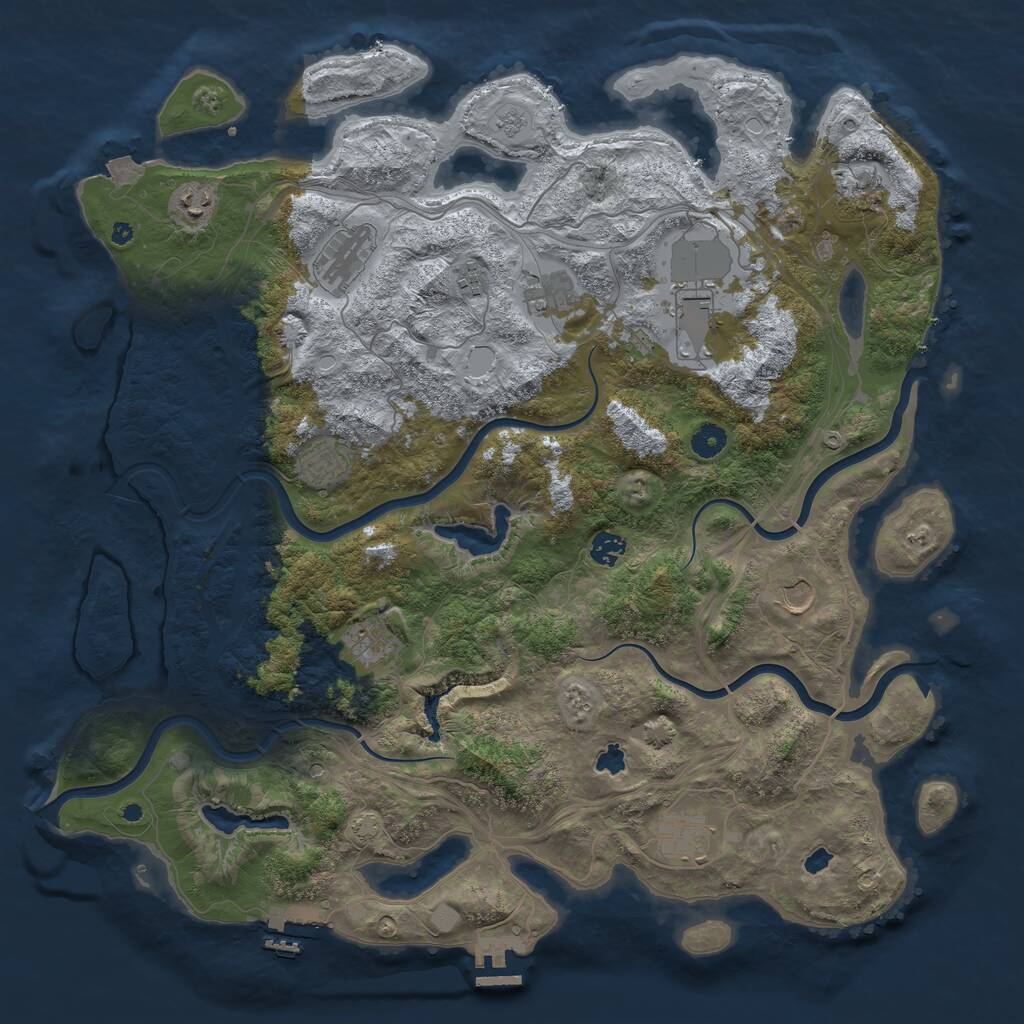 Rust Map: Procedural Map, Size: 4500, Seed: 563574, 17 Monuments