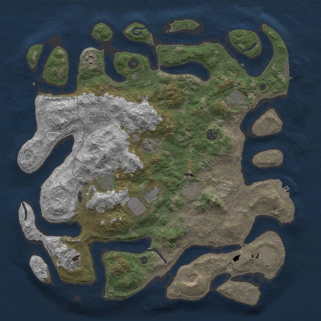 Rust Map: Procedural Map, Size: 4500, Seed: 2131487122, 16 Monuments