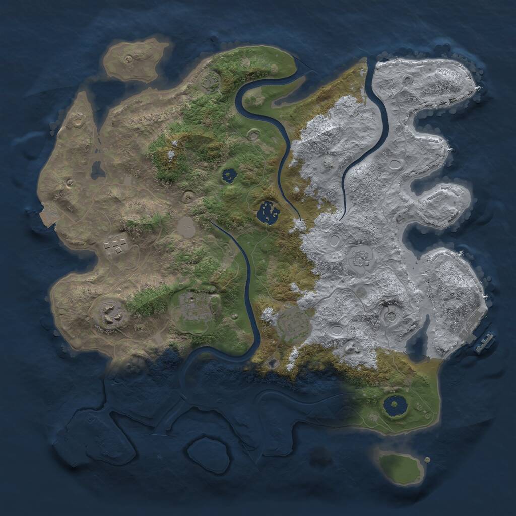Rust Map: Procedural Map, Size: 3500, Seed: 1264524976, 11 Monuments