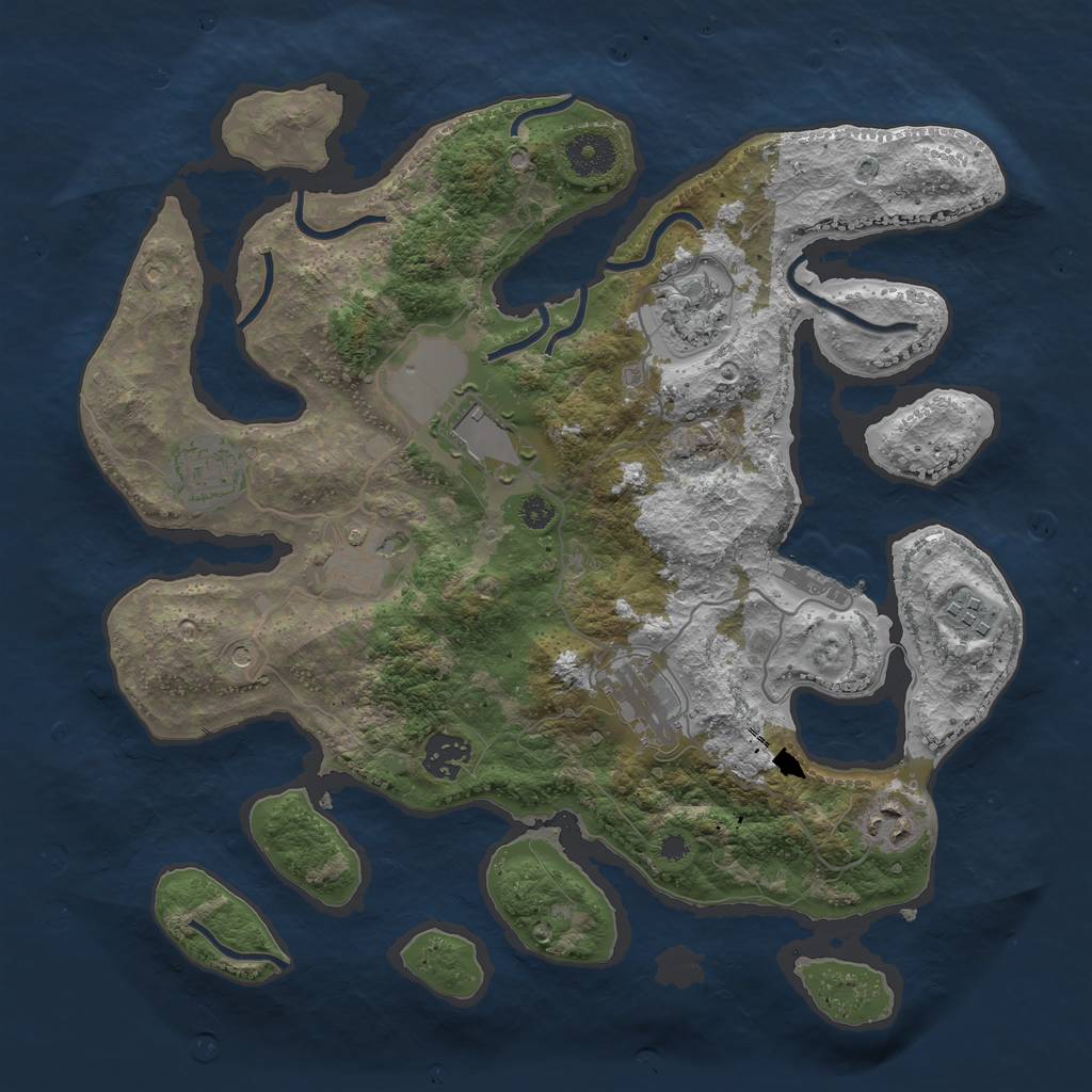 Rust Map: Procedural Map, Size: 3500, Seed: 1264524976, 12 Monuments