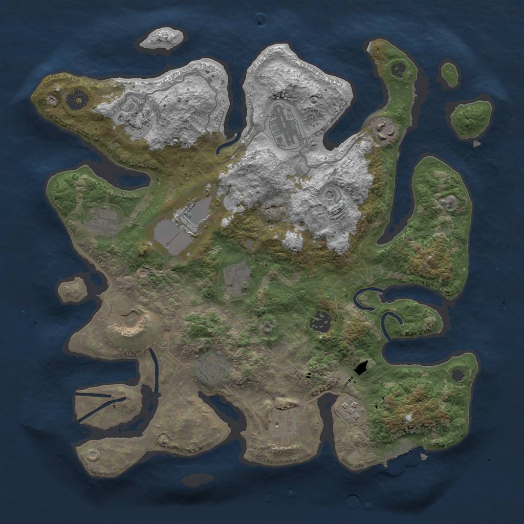 Rust Map: Procedural Map, Size: 3705, Seed: 498619, 15 Monuments