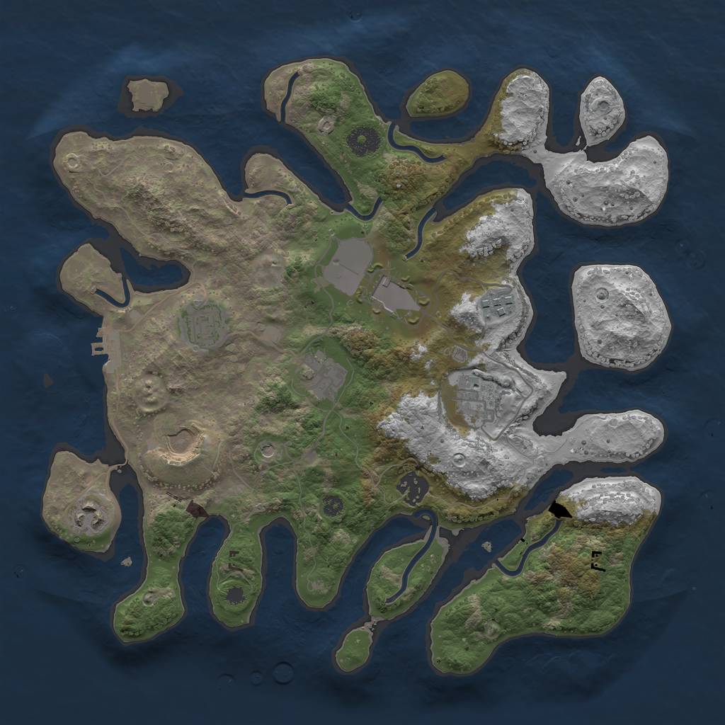 Rust Map: Procedural Map, Size: 3500, Seed: 8161525, 12 Monuments