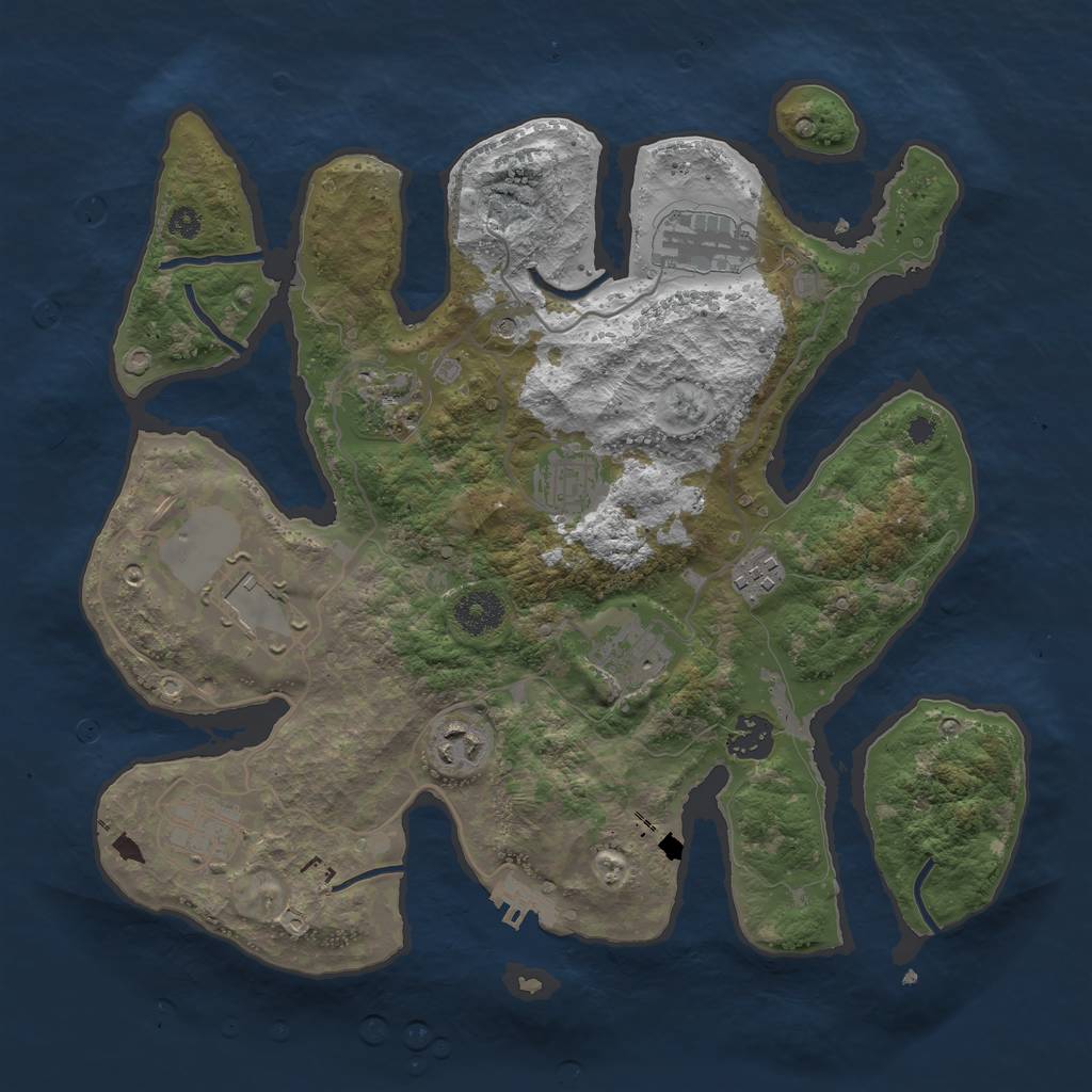 Rust Map: Procedural Map, Size: 3500, Seed: 380974654, 13 Monuments