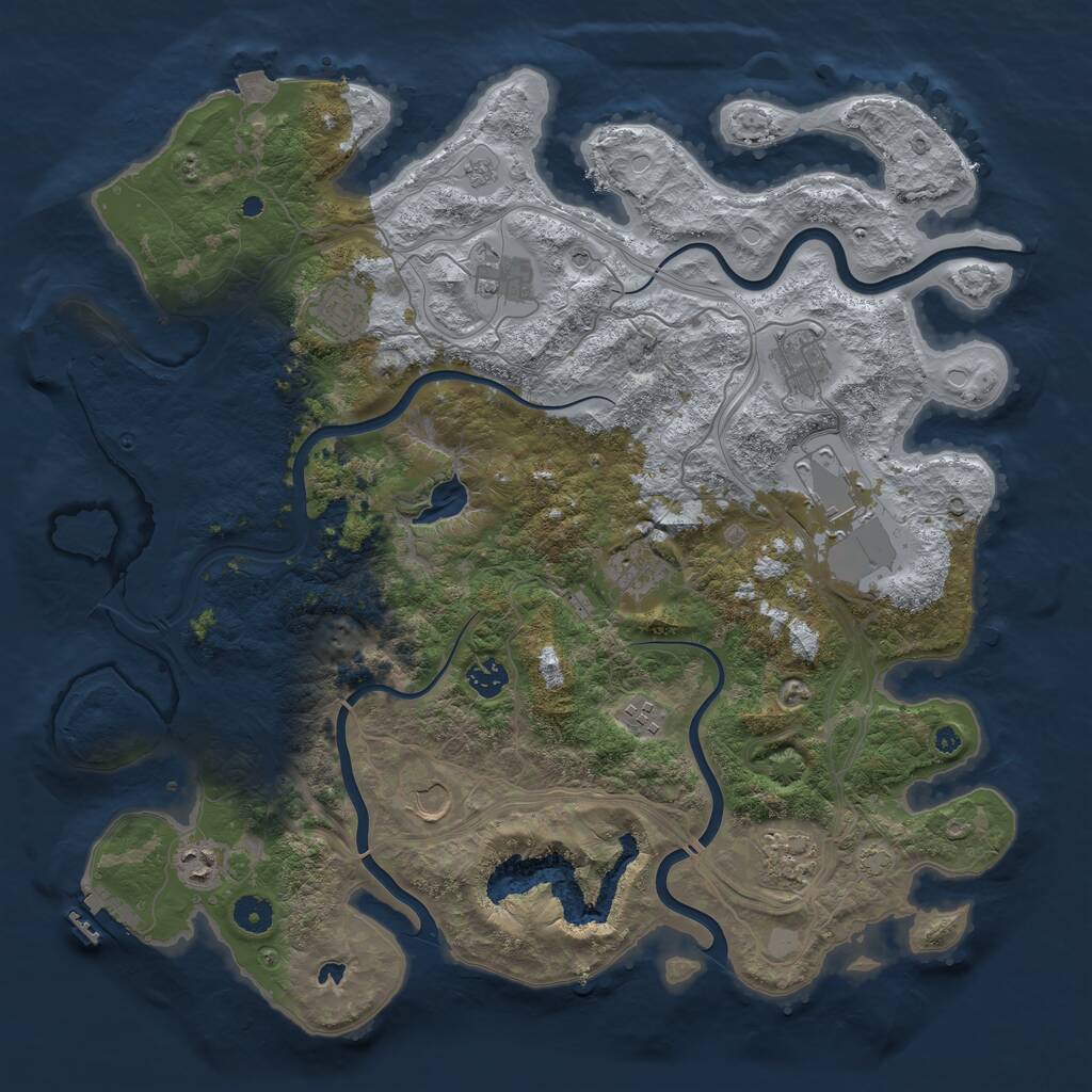 Rust Map: Procedural Map, Size: 4250, Seed: 251601781, 16 Monuments