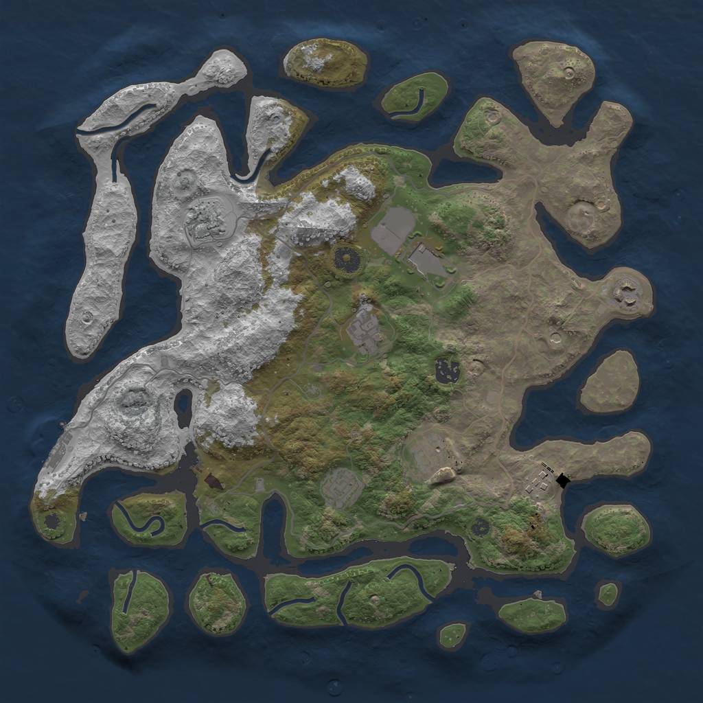 Rust Map: Procedural Map, Size: 4000, Seed: 31607, 12 Monuments