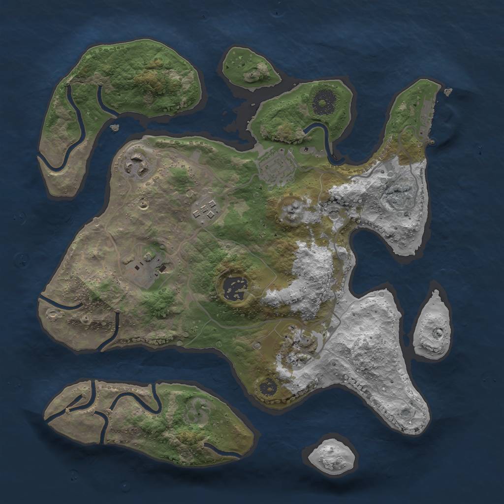 Rust Map: Procedural Map, Size: 3000, Seed: 1468816174, 10 Monuments