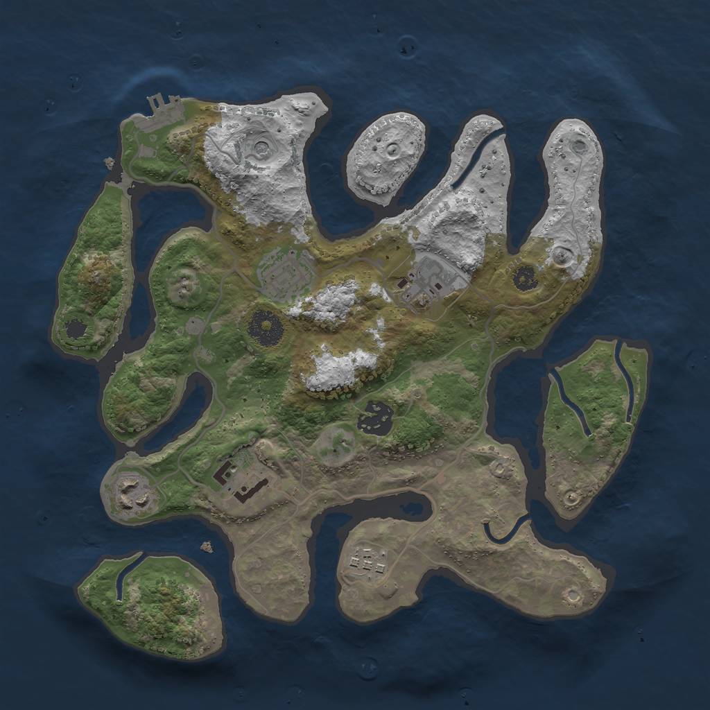 Rust Map: Procedural Map, Size: 3000, Seed: 902832, 10 Monuments