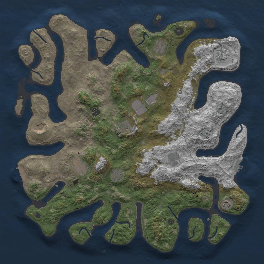 Rust Map: Procedural Map, Size: 4500, Seed: 13858, 16 Monuments